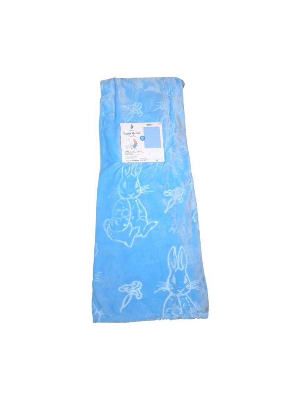 Peter Rabbit Blue Soft Plush Throw Blanket 50" X 70" Embossed Design Polyester